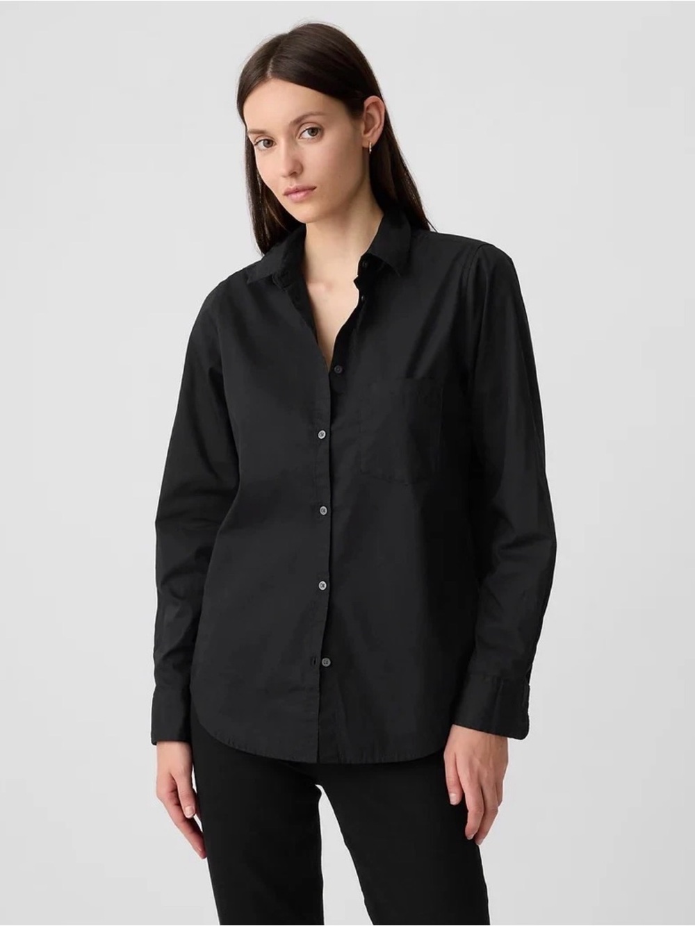 NWT GAP Women’s The Classic Shirt In True Black, Cotton Size: Small